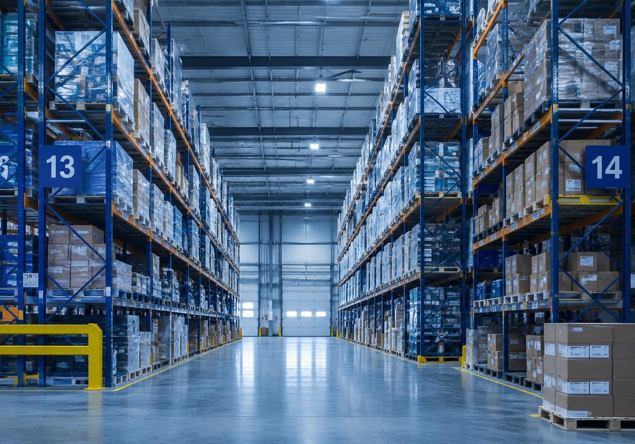 Organized warehouse with pallet racking